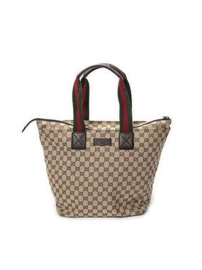 Gucci Large Web Shopping Tote Beige Brown GG Canvas